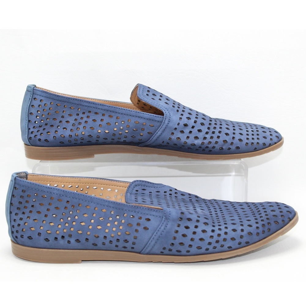 Franco Sarto Faryn Blue Laser Cut Perforated Slip On Loafers Flats Mens 8M‎